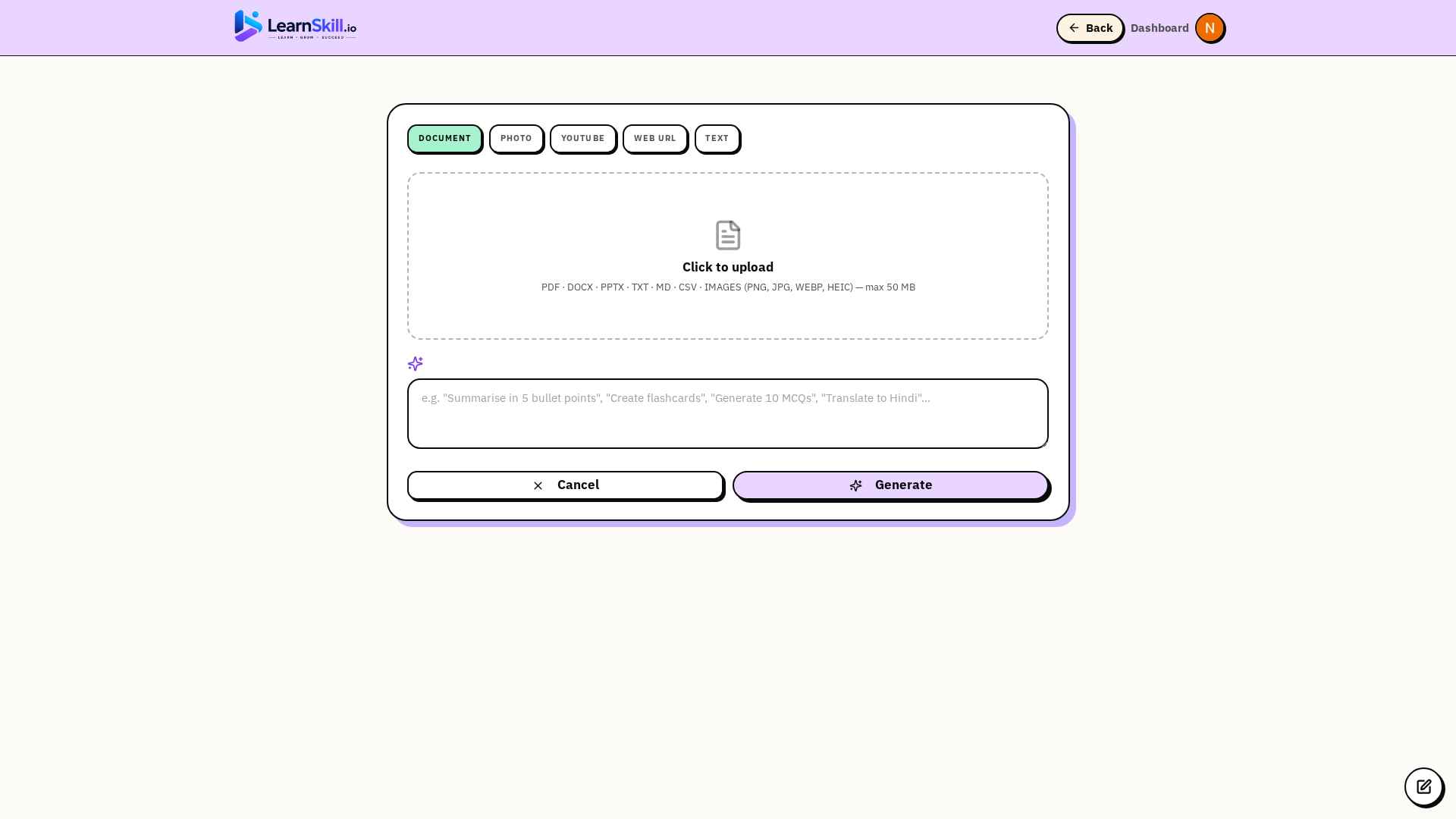 Study Lab — upload anything